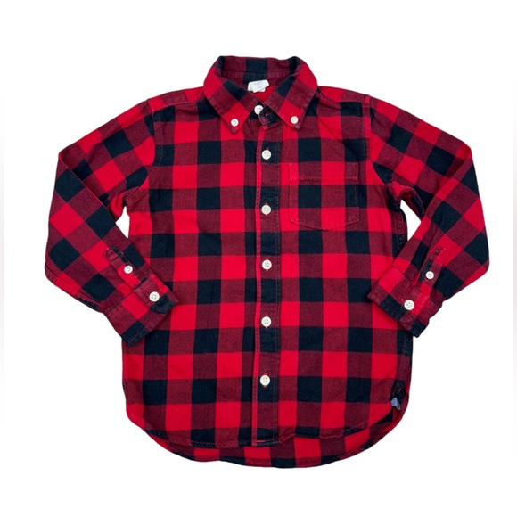 GAP Buffalo Check Flannel Button Down Shirt 5 Red Black - Picture 8 of 9